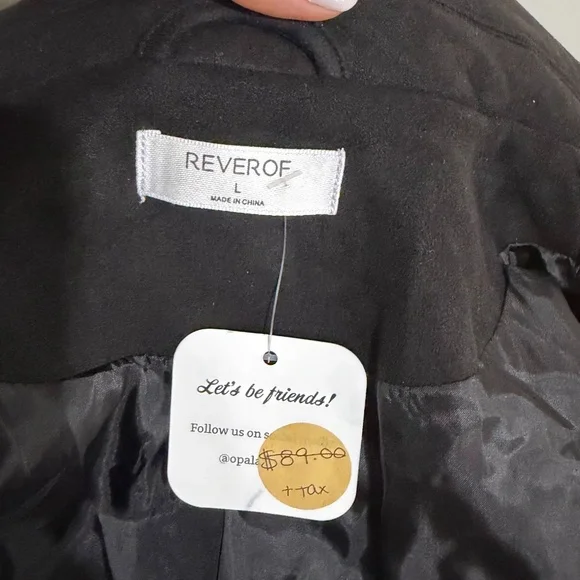 REVEROF Women's Black Faux Suede Leather Fringe Jacket Size L Western Cow Girl - Picture 7 of 10